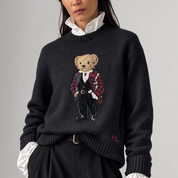 Polo Ralph Lauren Sweaters - Polo Ralph Lauren Tuxedo Bear Embroidered Sweater